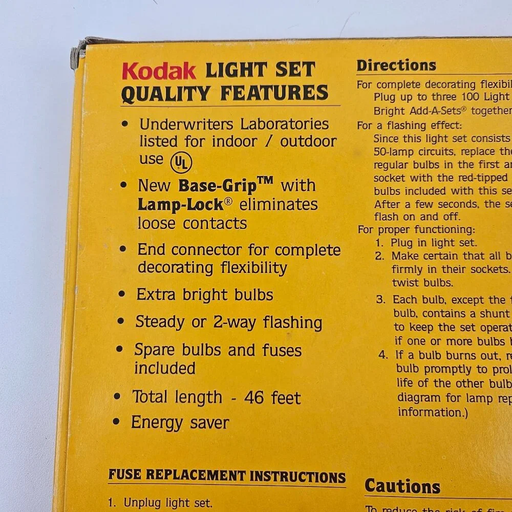 Kodak Color Of Christmas 100 Strings Light Extra Bright Indoor Outdoor Holiday